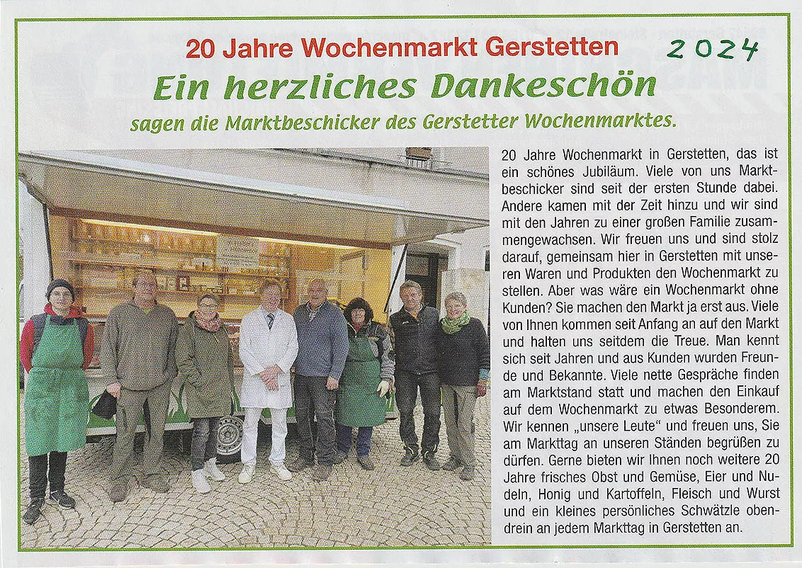 20 Jahre Wochenmarkt Gerstetten